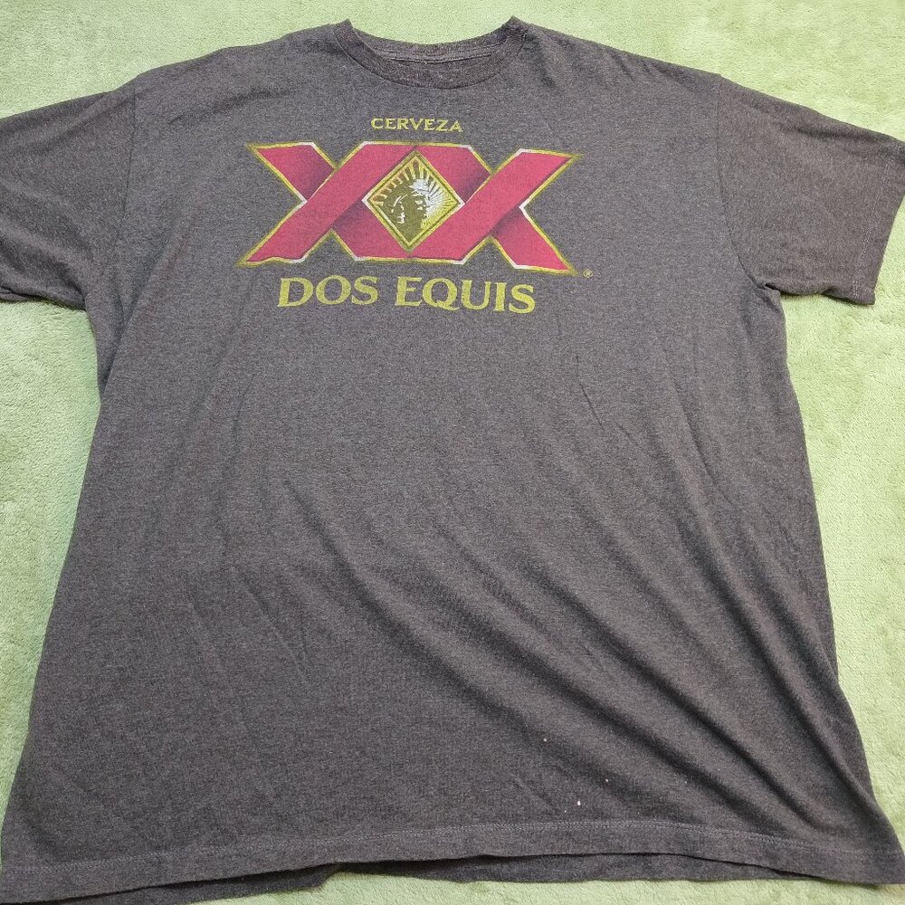 Dos Equis Cerveza Beer T-Shirt Men's 2XL Charcoal Grey Heather XX Logo Graphic